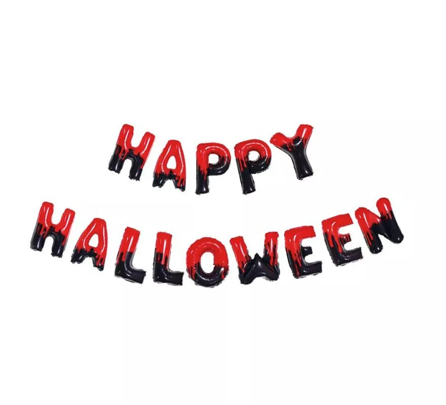 Translation missing: it.Pack de 14 Globos Happy Halloween negro y rojo de 40 cm
