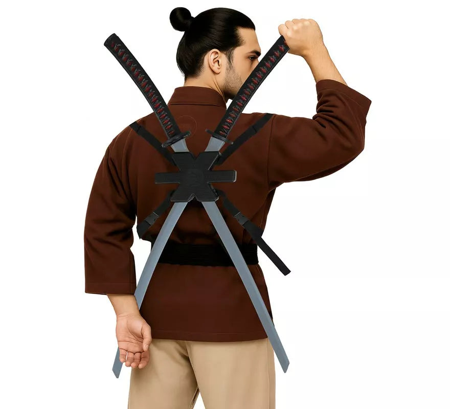 Translation missing: es.Pack de 2 Espadas Samurái para Espalda de 95 cm de Plástico