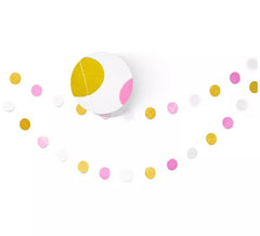 Confezione da 2 ghirlande da 1,5 m di cerchi bianchi, oro e rosa