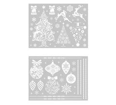 Confezione da 2 Fogli Elettrostatici Nevicata di Natale da 30x40 cm