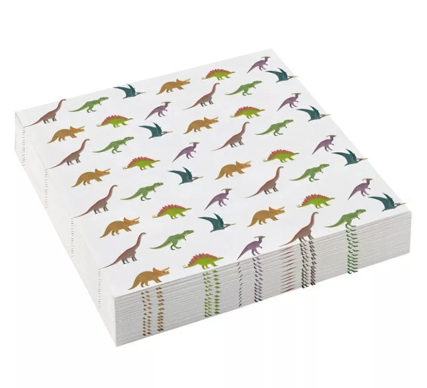 Translation missing: it.Pack de 20 Servilletas de Dinosaurios de Papel de 25x25 cm