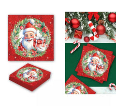 Confezione da 20 Tovaglioli Babbo Natale da 16x16 cm