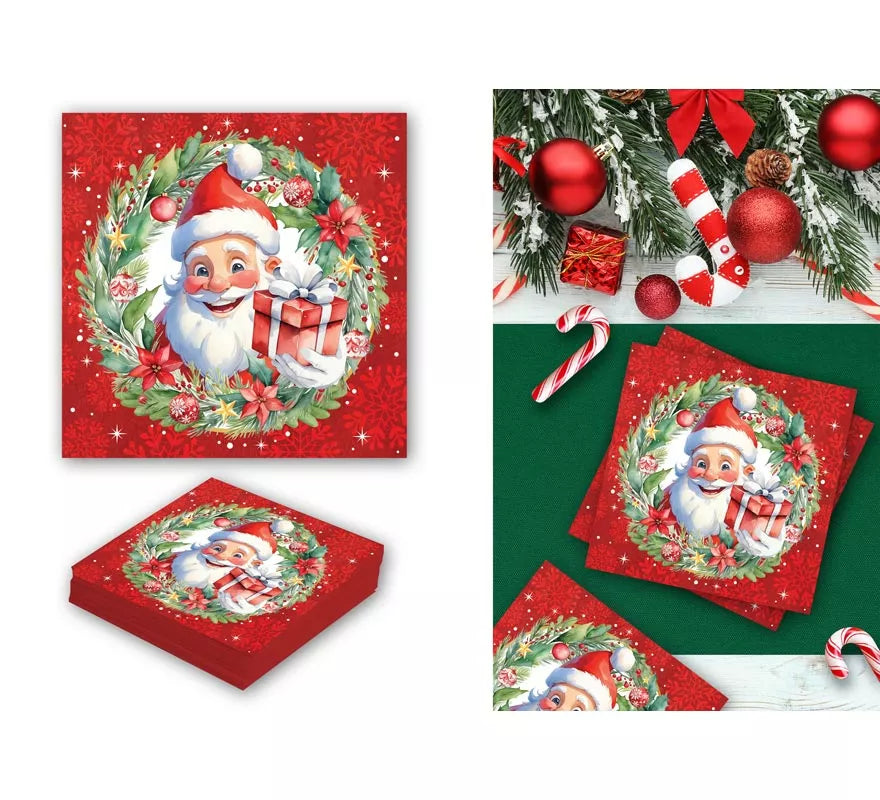 Translation missing: it.Pack de 20 Servilletas de Papá Noel de 16x16 cm