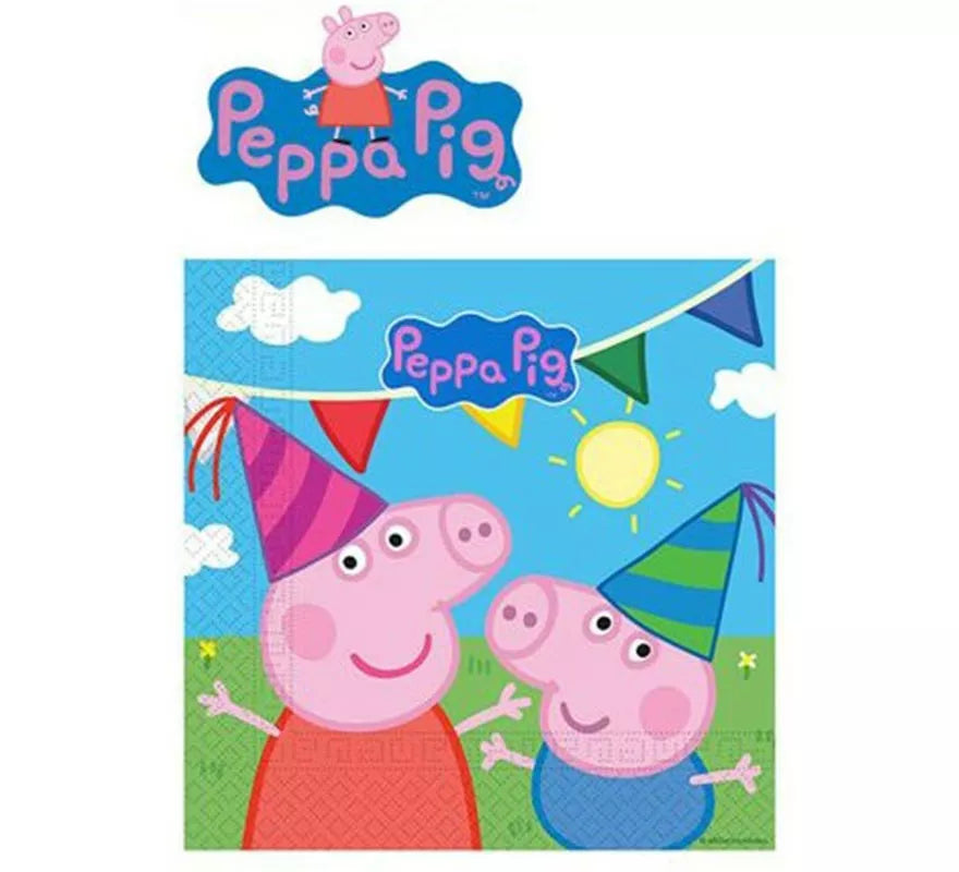 Translation missing: es.Pack de 20 Servilletas de papel de 33x33 cm de Peppa Pig