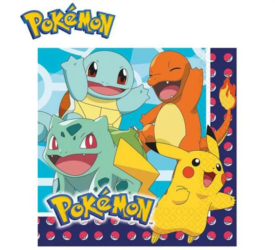 Translation missing: it.Pack de 20 Servilletas de papel de 33x33 cm de Pokémon