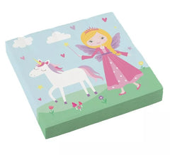Confezione da 20 tovaglioli di cartone principessa medievale 33x33 cm