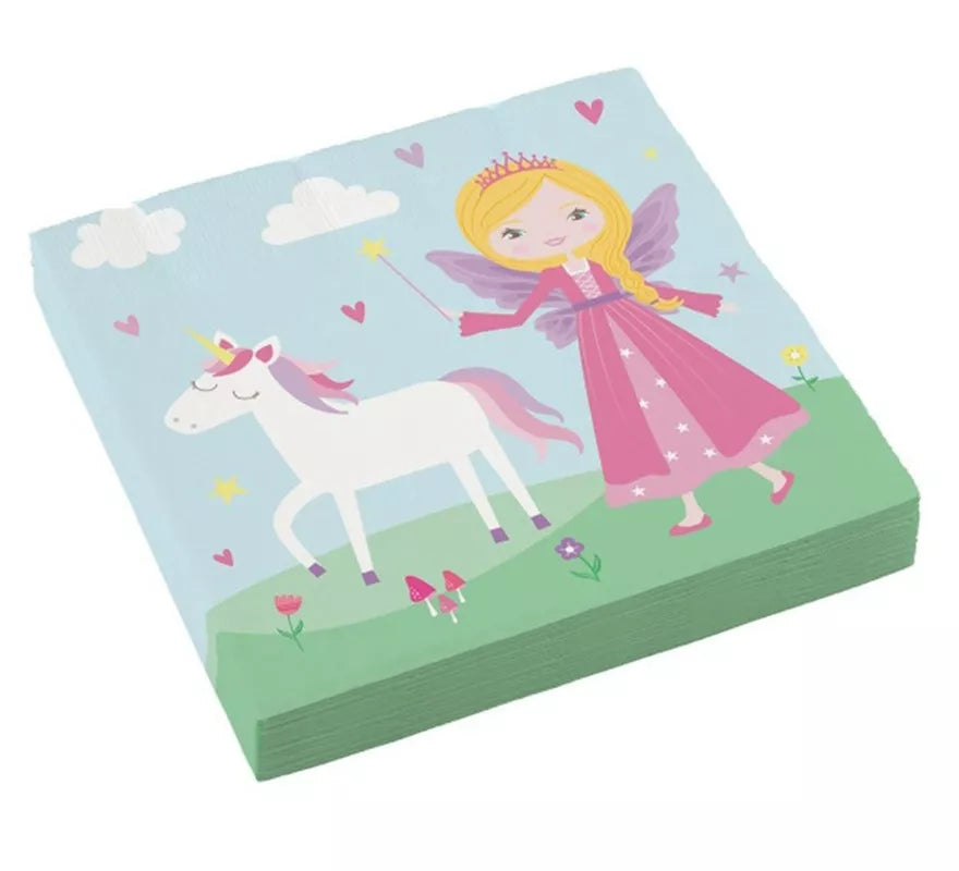 Translation missing: it.Pack de 20 Servilletas de Princesa Medieval de Cartón de 33x33 cm