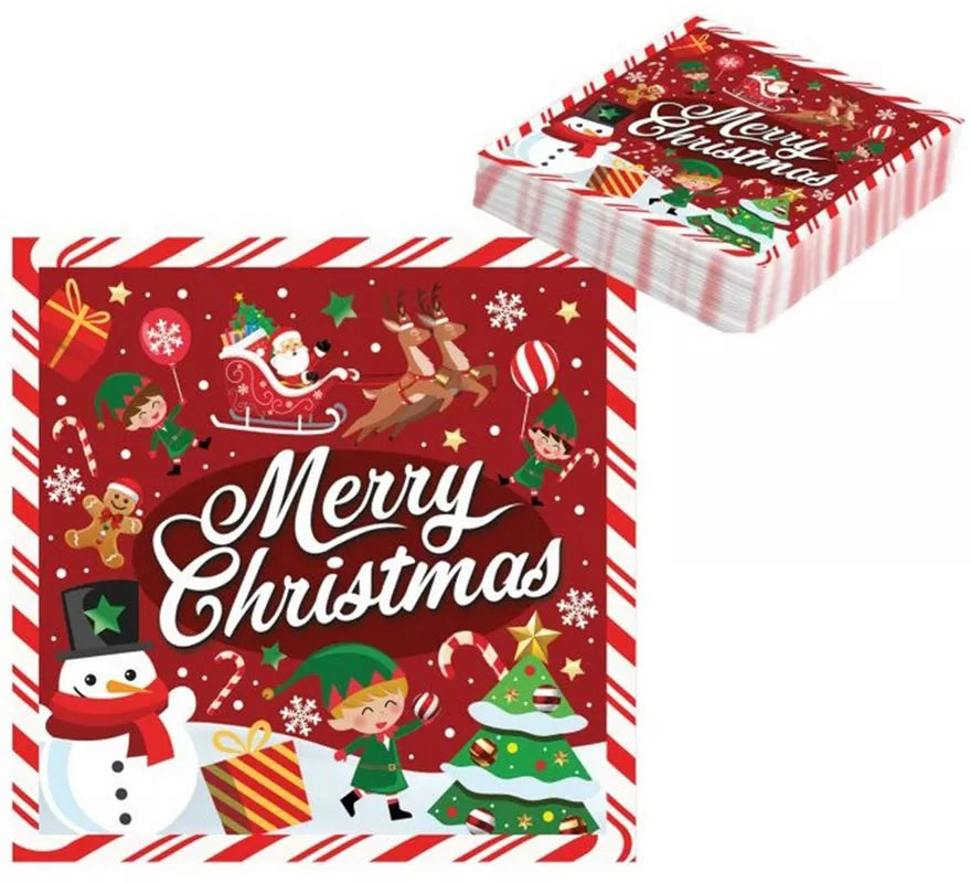 Translation missing: it.Pack de 20 Servilletas Merry Christmas de 33x33 cm