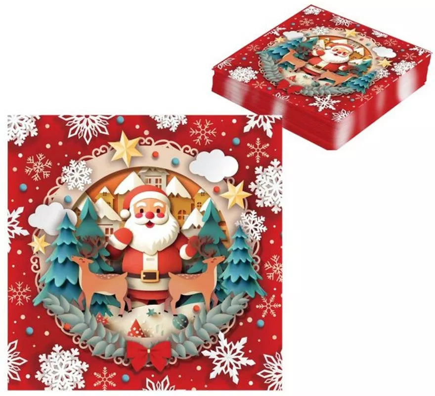 Translation missing: it.Pack de 20 Servilletas Papá Noel de 33x33 cm