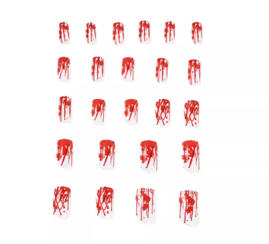 Translation missing: es.Pack de 24 Uñas Postizas Halloween rojo y blanco