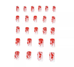 Confezione da 24 unghie finte di Halloween rosse e bianche