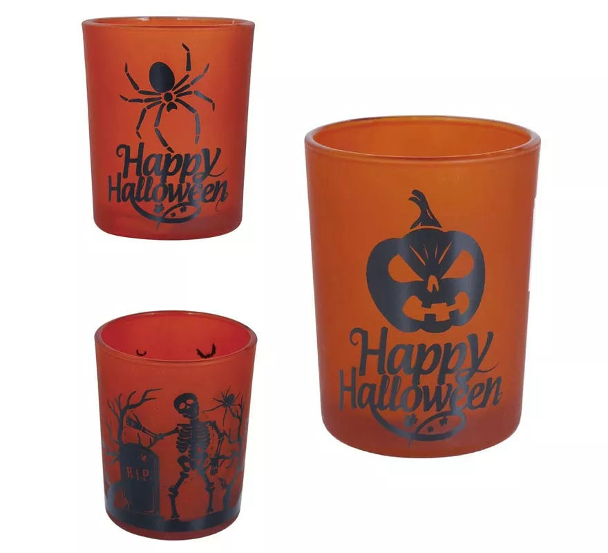 Translation missing: es.Pack de 3 Vasos naranja de cristal de 6x5 cm