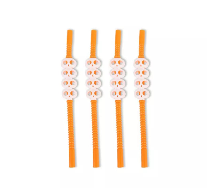Translation missing: it.Pack de 4 Pajitas Calavera naranja