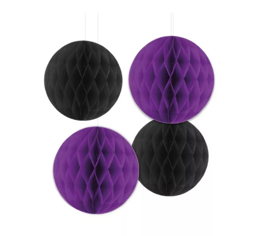 Translation missing: it.Pack de 4 Panales Halloween morado y negro de 25 y 30 cm