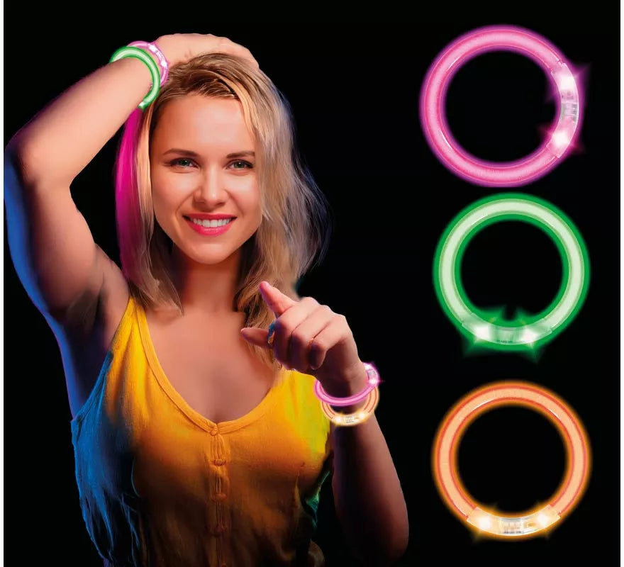 Pack de 4 Pulseras Led de 8 cm en colores surtidos