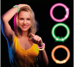 Confezione da 4 braccialetti LED, 8 cm, in colori assortiti