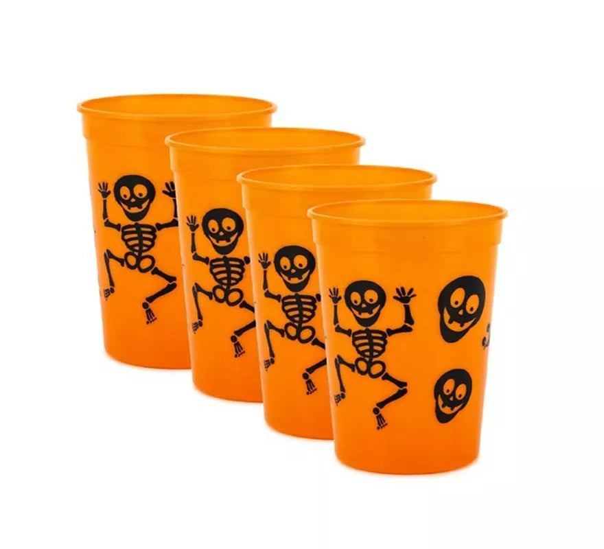 Translation missing: it.Pack de 4 Vasos de Plástico de Esqueletos de 10x8x6 cm en varios colores