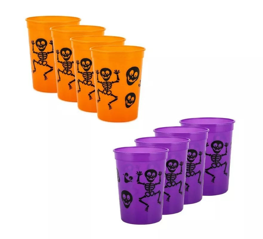 Translation missing: it.Pack de 4 Vasos de Plástico de Esqueletos de 10x8x6 cm en varios colores