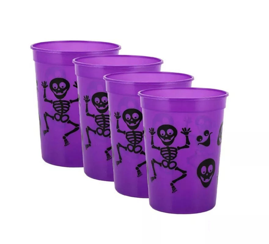 Translation missing: it.Pack de 4 Vasos de Plástico de Esqueletos de 10x8x6 cm en varios colores