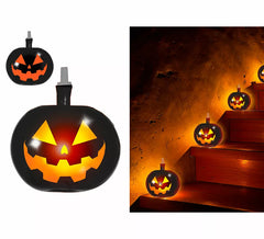 Confezione da 5 Palloncini Zucca Nera con Luce da 20 cm