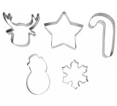 Confezione da 5 stampi per biscotti metallici natalizi