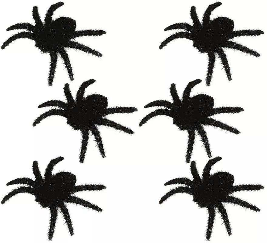 Translation missing: es.Pack de 6 Arañas Peludas Negras 6 cm