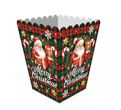 Confezione da 6 sacchetti per popcorn in carta Babbo Natale misura 18x10,5 cm