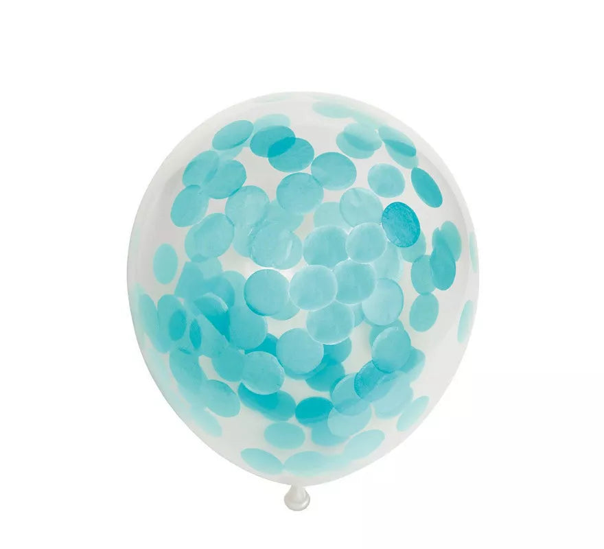Translation missing: it.Pack de 6 Globos Confetti de papel color Azul Bebé de 30 cm