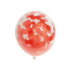 Confezione da 6 palloncini di carta coriandoli rossi 30 cm