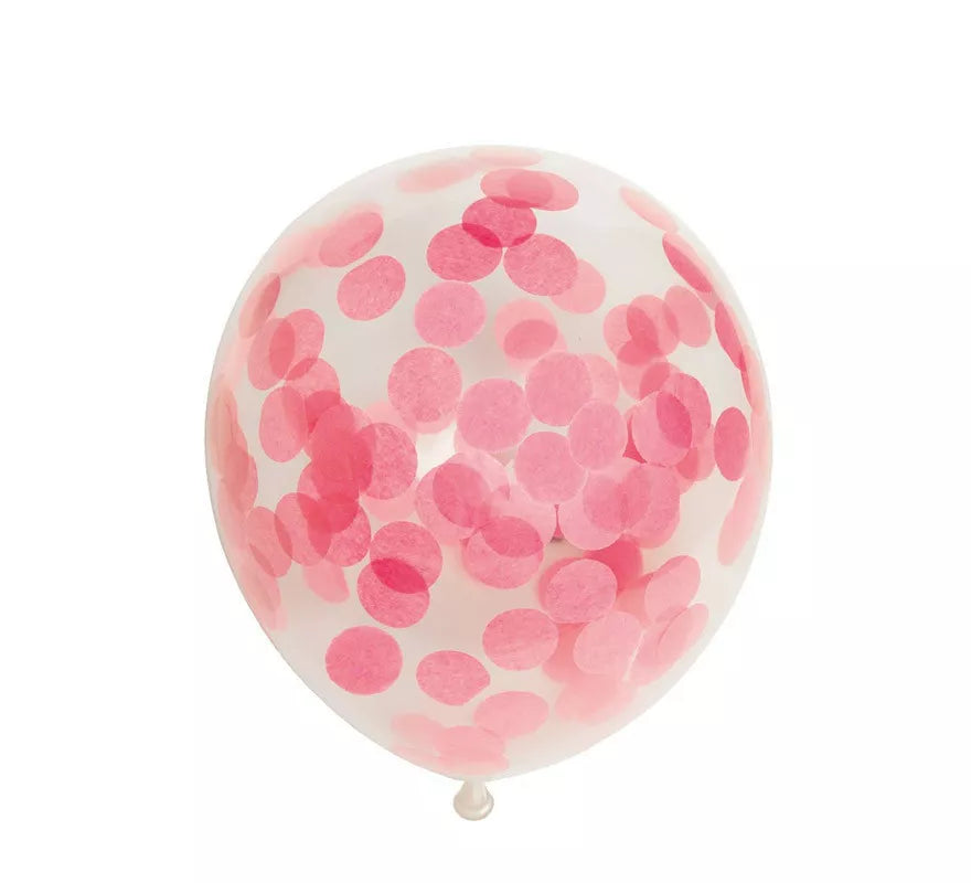 Translation missing: it.Pack de 6 Globos Confetti de papel color Rosa Bebé de 30 cm