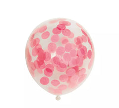 Confezione da 6 palloncini coriandoli rosa baby 30 cm
