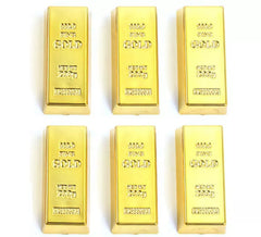 Confezione da 6 lingotti d'oro imitazione da 6x3 cm