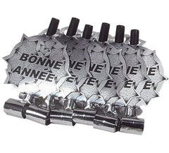 Pack de 6 Matasuegras Plateadas 'Bonne Année' para Nochevieja