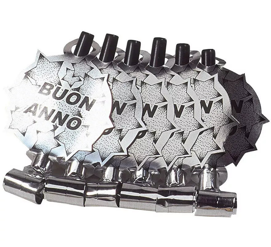 Translation missing: es.Pack de 6 Matasuegras Plateadas 'Buon Anno' para Nochevieja