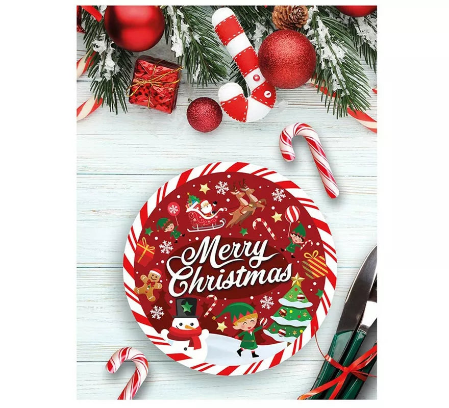 Pack de 6 Platos de Merry Christmas de 23 cm