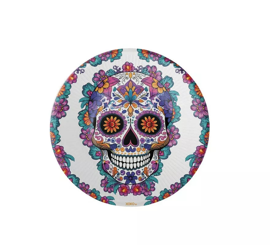 Translation missing: it.Pack de 6 Platos Día de los Muertos blanco de 18 cm