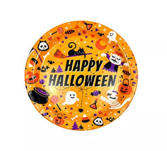 Confezione 6 Piatti Stampa Happy Halloween Arancione da 18 cm