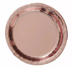 Confezione da 6 Piatti Rotondi Oro e Rosa da 23 cm