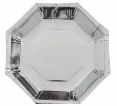 Pack de 6 Platos Plata Octogonal de 23 cm