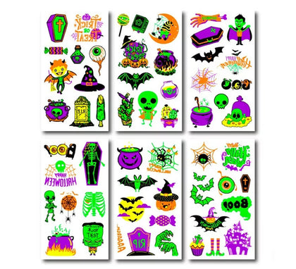 Pack de 6 Tatuajes Fluorescente en modelos surtidos de 6,8 cm