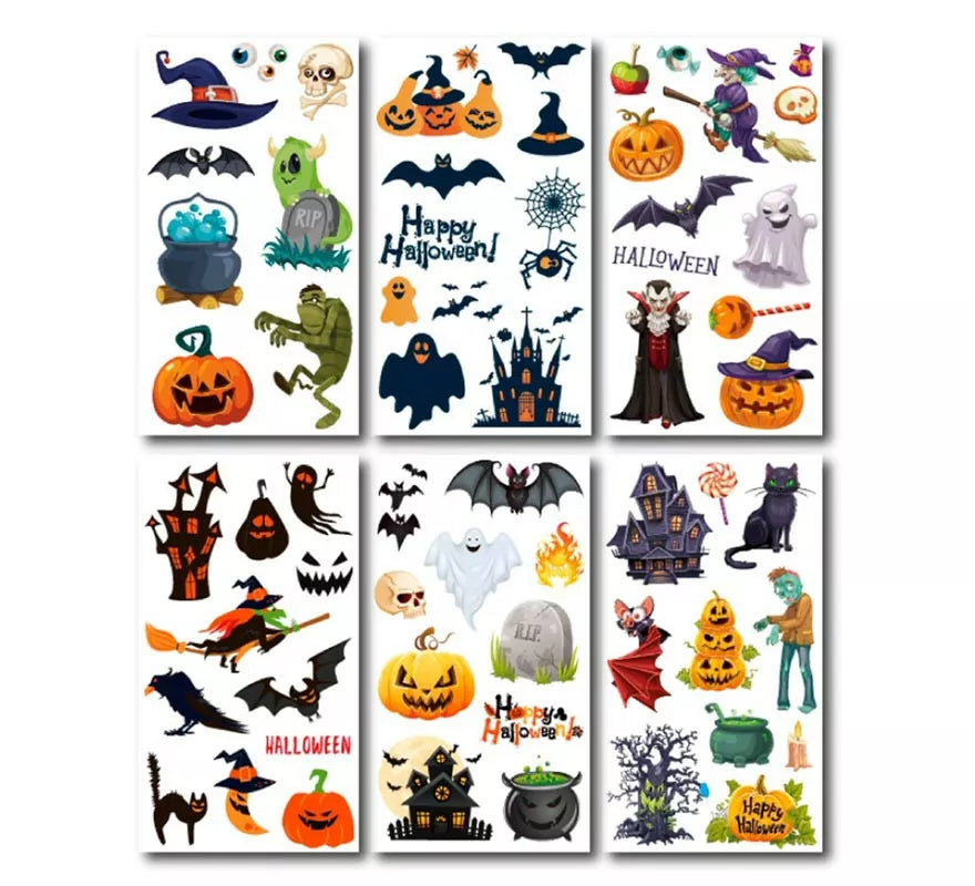 Translation missing: it.Pack de 6 Tatuajes Halloween en modelos surtidos de 6,8 cm