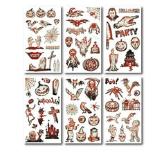 Pack de 6 Tatuajes Halloween luminiscente en modelos surtidos de 6,8 cm