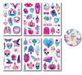 Pack de 6 Tatuajes Halloween rosa glitter en modelos surtidos de 6,8 cm