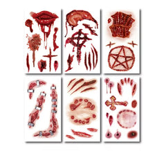 Confezione da 6 tatuaggi per ferite in modelli assortiti da 6,8 cm