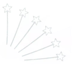Confezione da 6 bacchette magiche per stelle argentate da 23 cm in colori assortiti