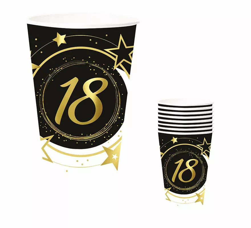 Translation missing: it.Pack de 6 Vasos 18 Años Cumpleaños y Aniversarios de 240 ml (90 cm)
