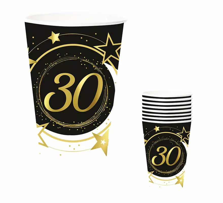 Translation missing: it.Pack de 6 Vasos 30 Años Cumpleaños y Aniversarios de 240 ml (90 cm)
