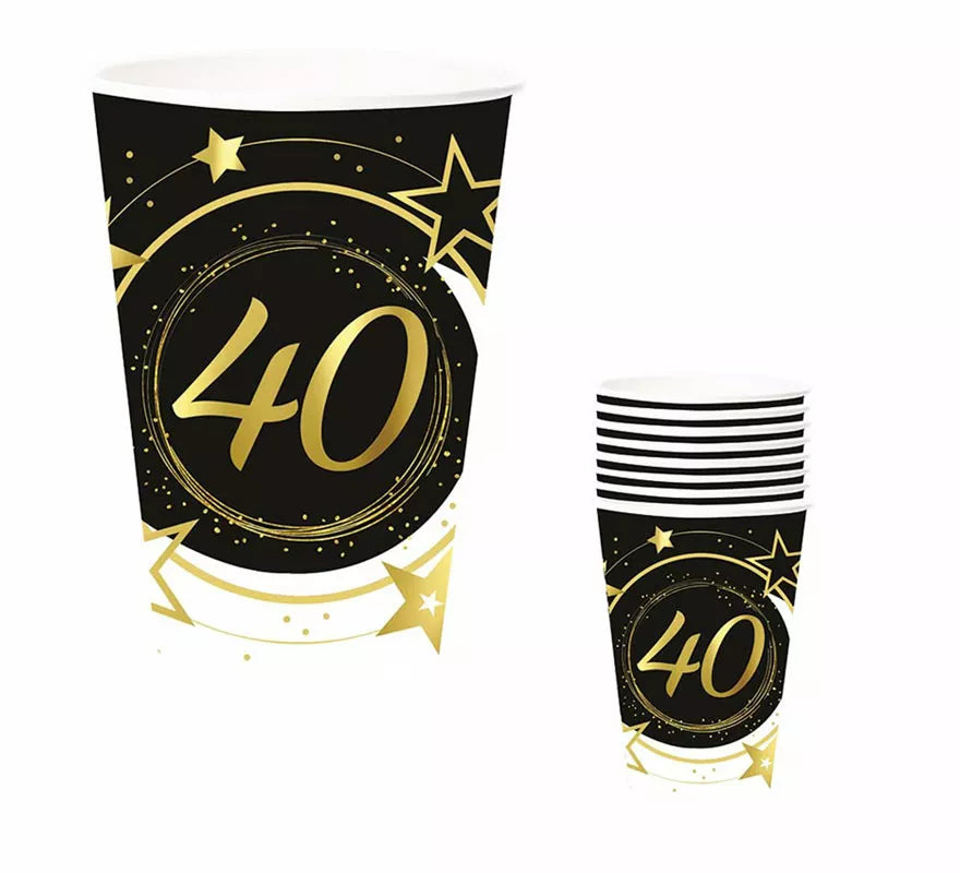 Translation missing: it.Pack de 6 Vasos 40 Años Cumpleaños y Aniversarios 240 ml (90 cm)