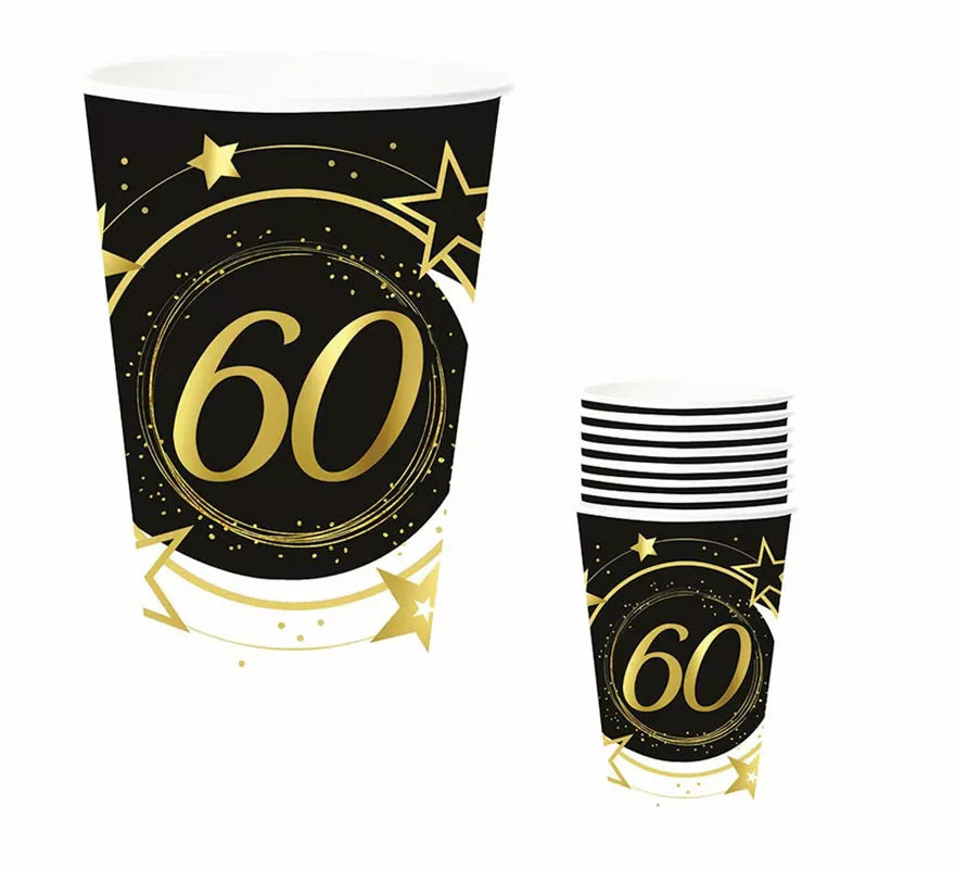 Translation missing: it.Pack de 6 Vasos 60 Años Cumpleaños y Aniversarios de 240 ml