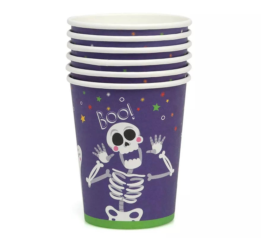 Translation missing: it.Pack de 6 Vasos Esqueleto Boo de papel